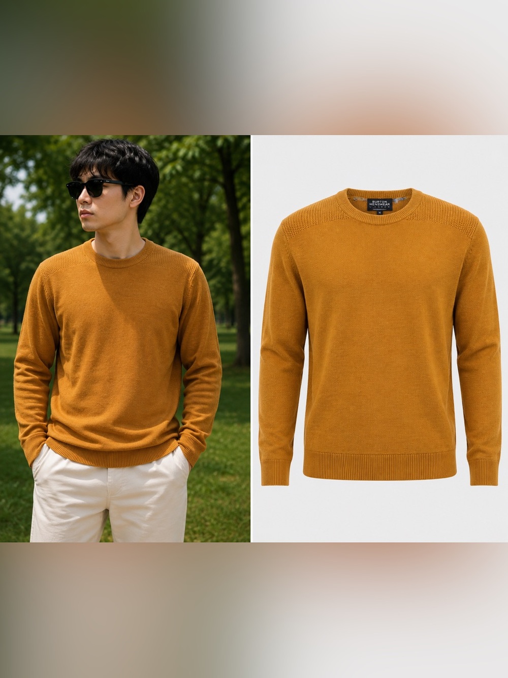 Burton Menswear Mustard Yellow Crewneck Sweater